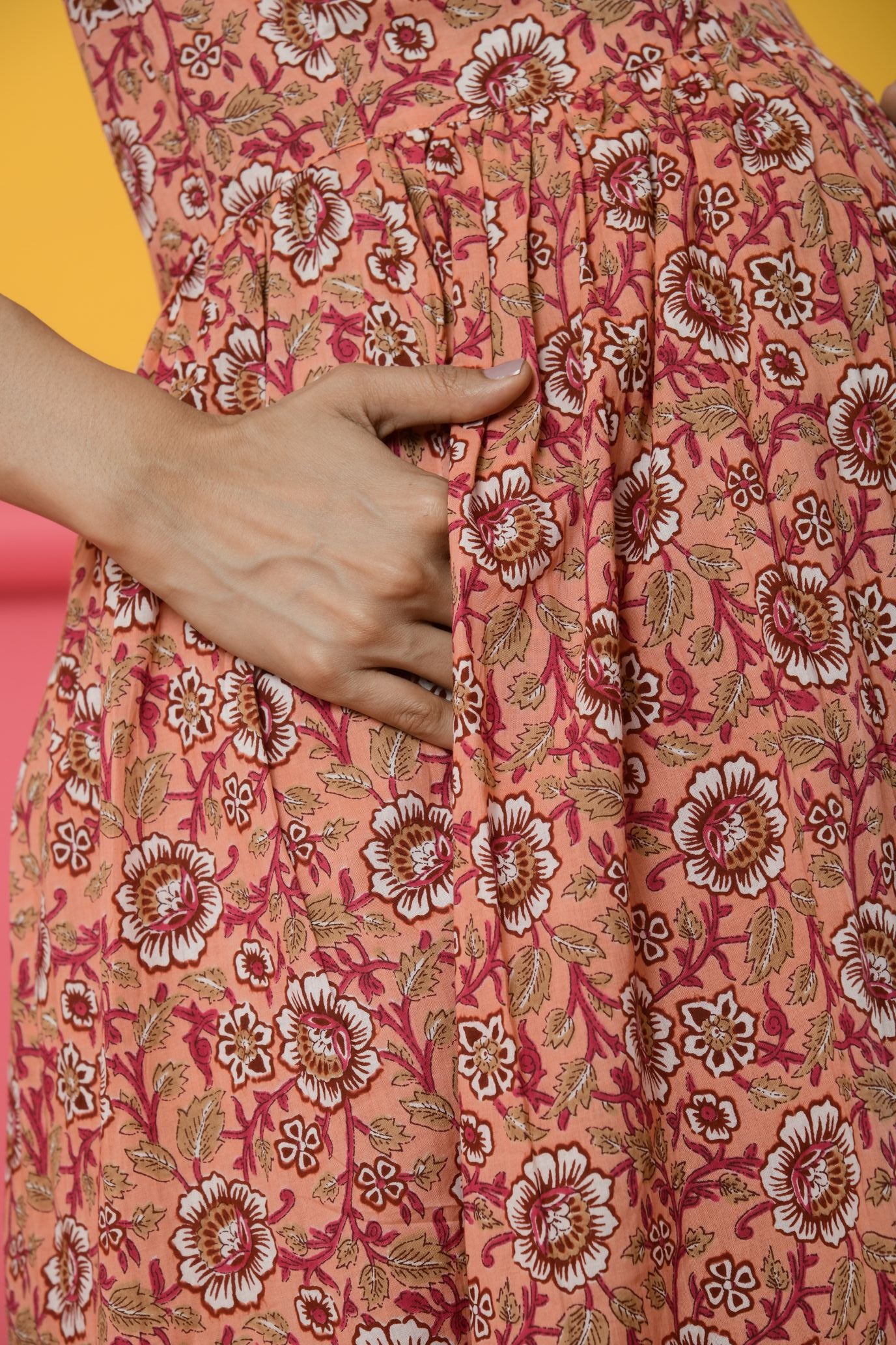 Light Salmon Cotton Maternity - Nursing Dress