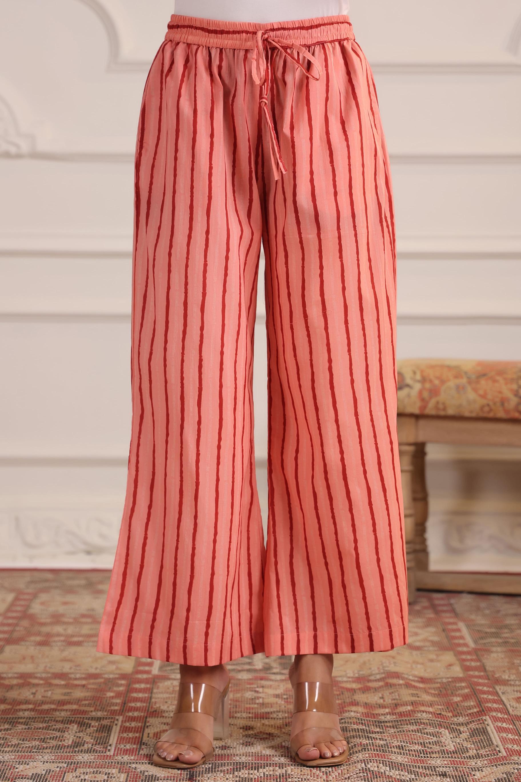 Blushing Peach Striped Cotton Co-ord Set