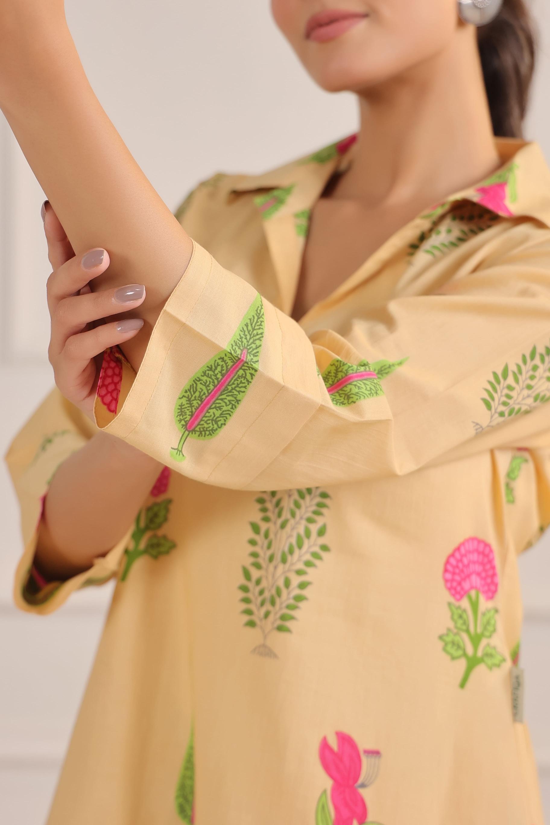 Dark Vanilla Boota Cotton Co-ord Set