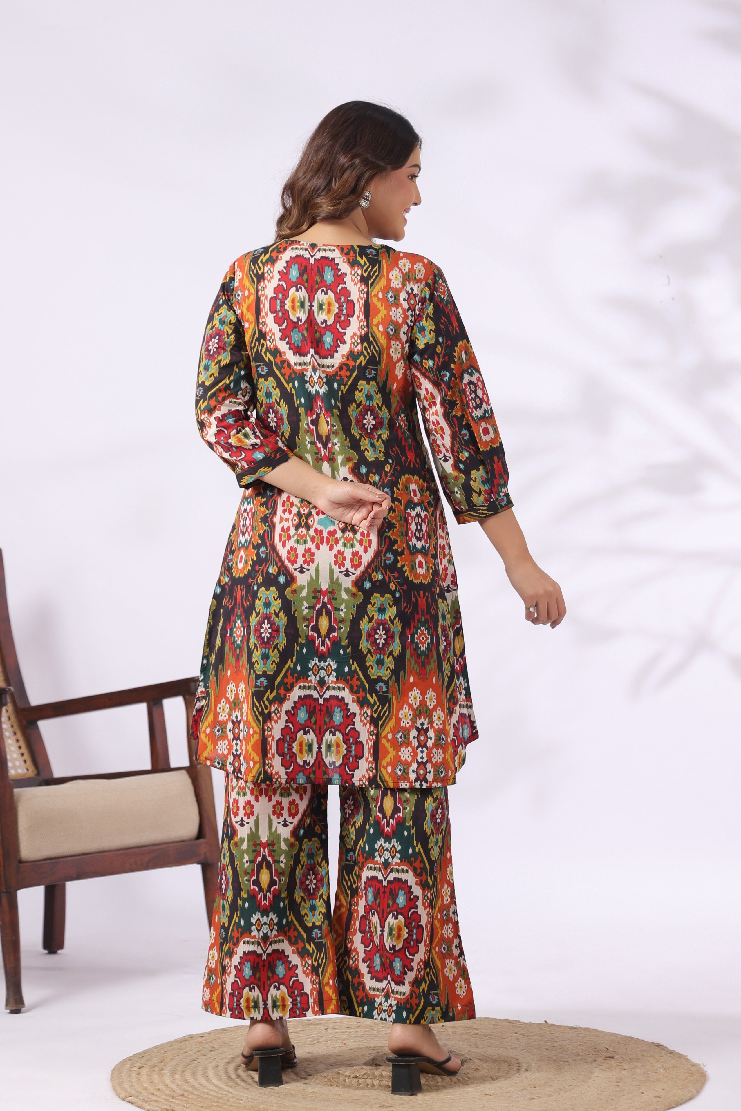 Kashida Ikat Fusion Cotton Maternity - Nursing Co-ord Set