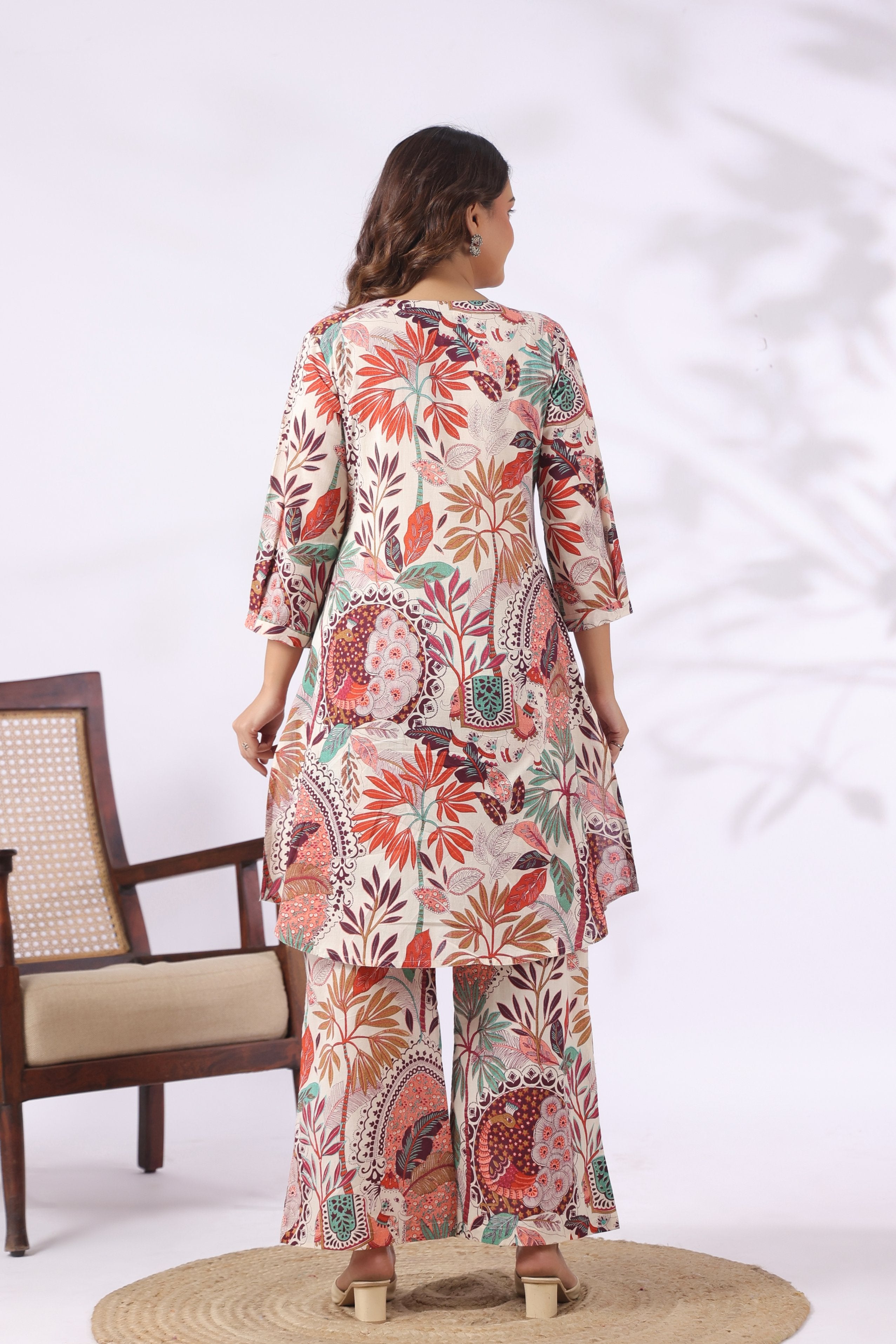 Rustic Mor–Hathi Jharokha Cotton Maternity - Nursing Co-ord Set