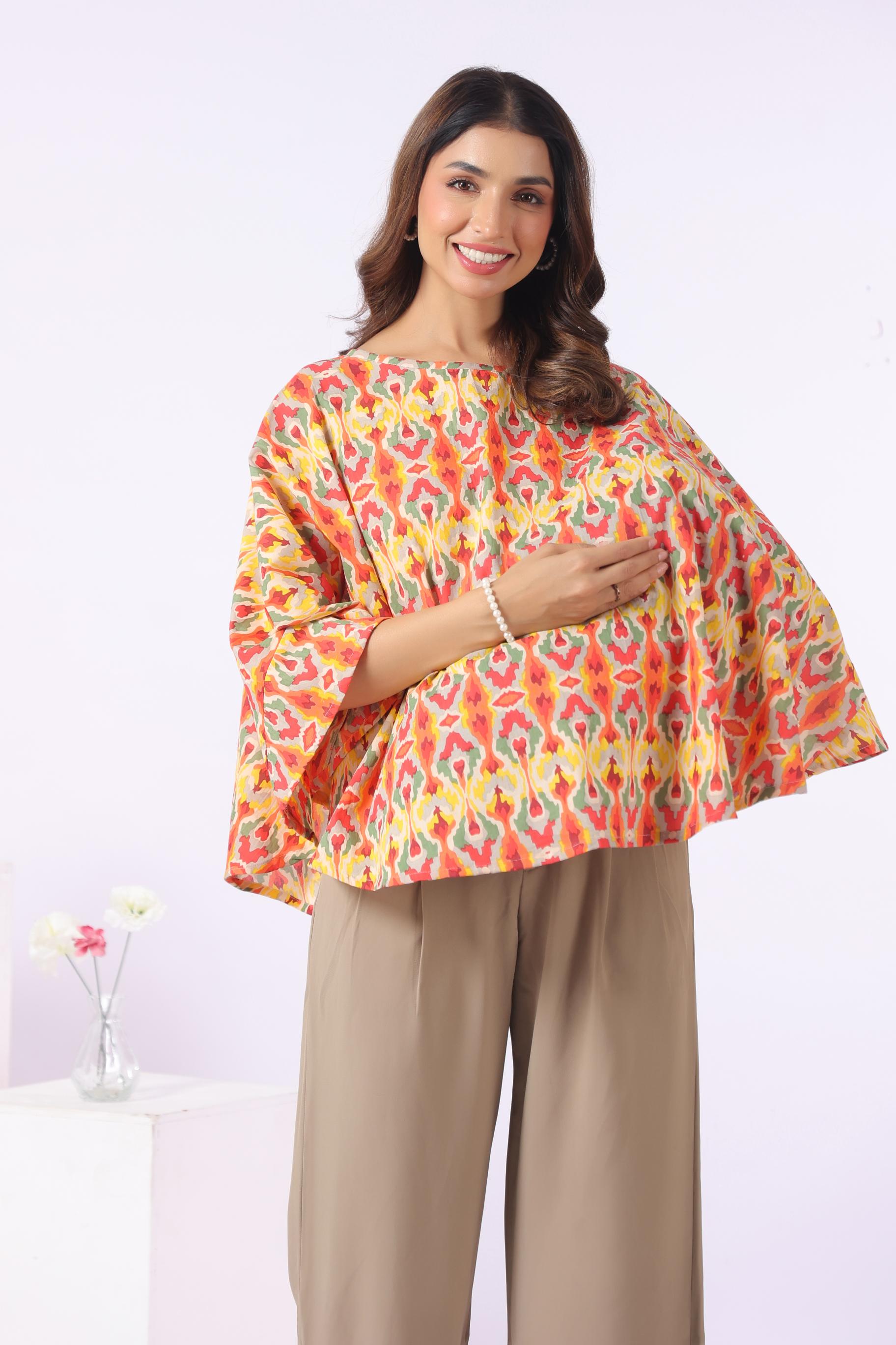 Rangrez Ikat Cotton Nursing Cover (One-Size)
