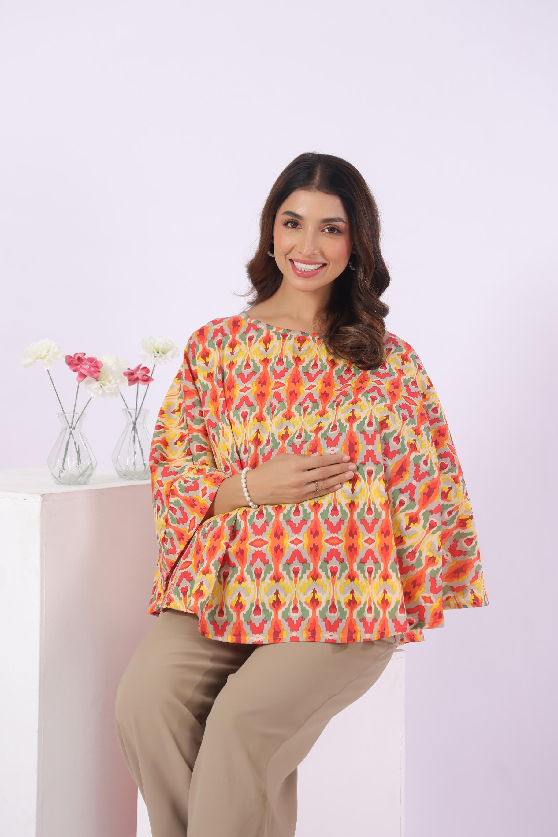 Rangrez Ikat Cotton Nursing Cover (One-Size)