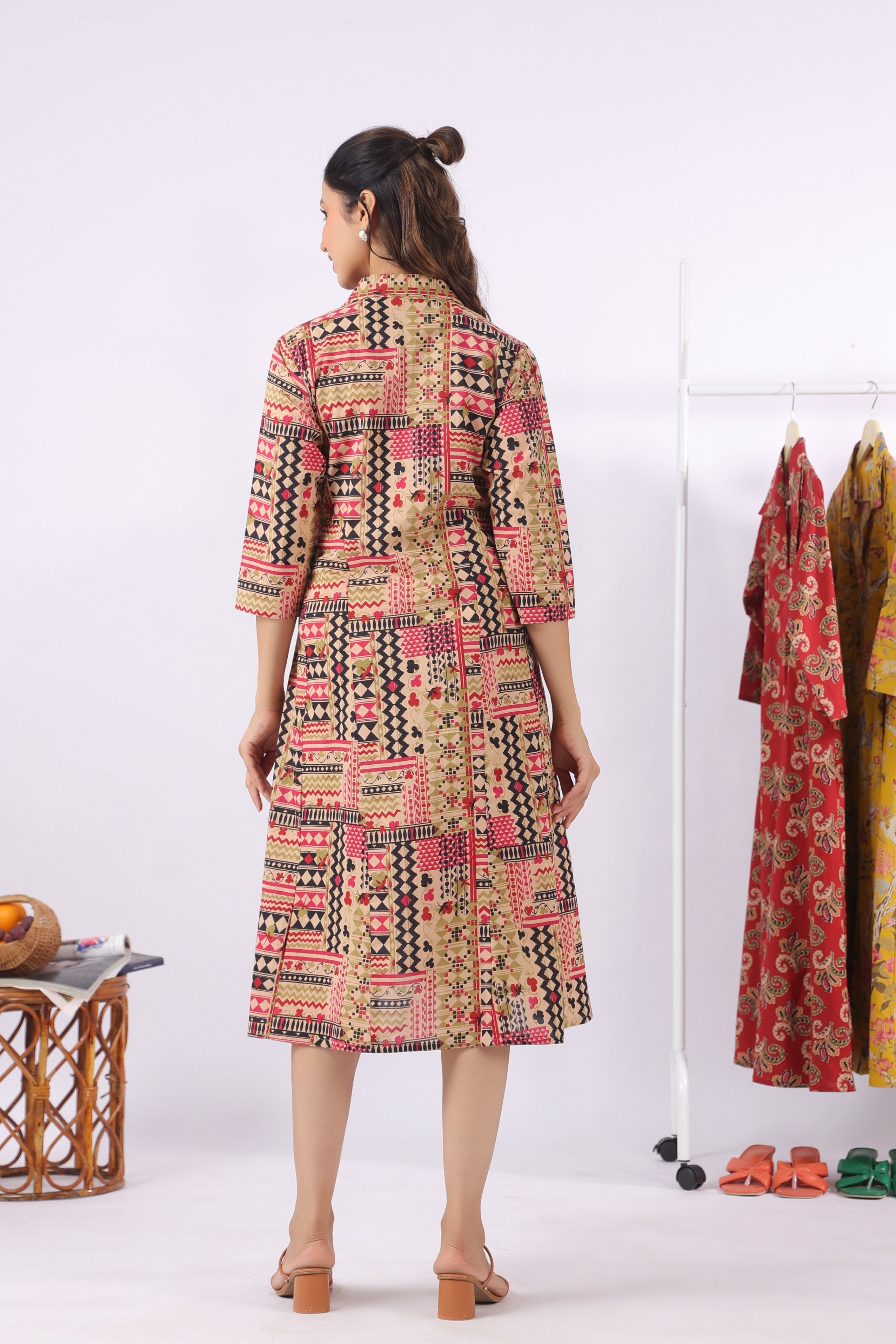 Boho Mosaic Cotton Maternity - Nursing Dress