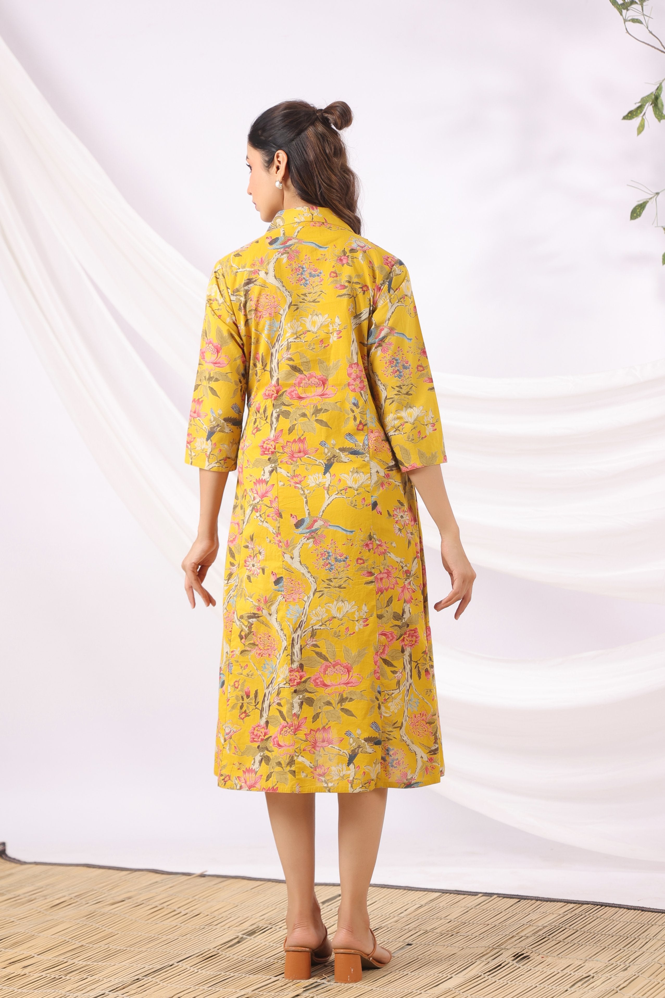 Sunrise Flora Birds Cotton Maternity - Nursing Dress