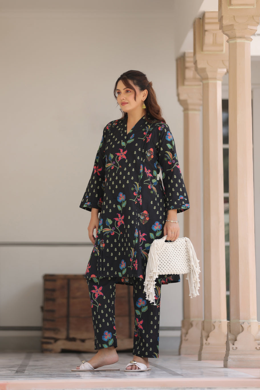 Wildflower Noir Cotton Maternity - Nursing Co-ord Set
