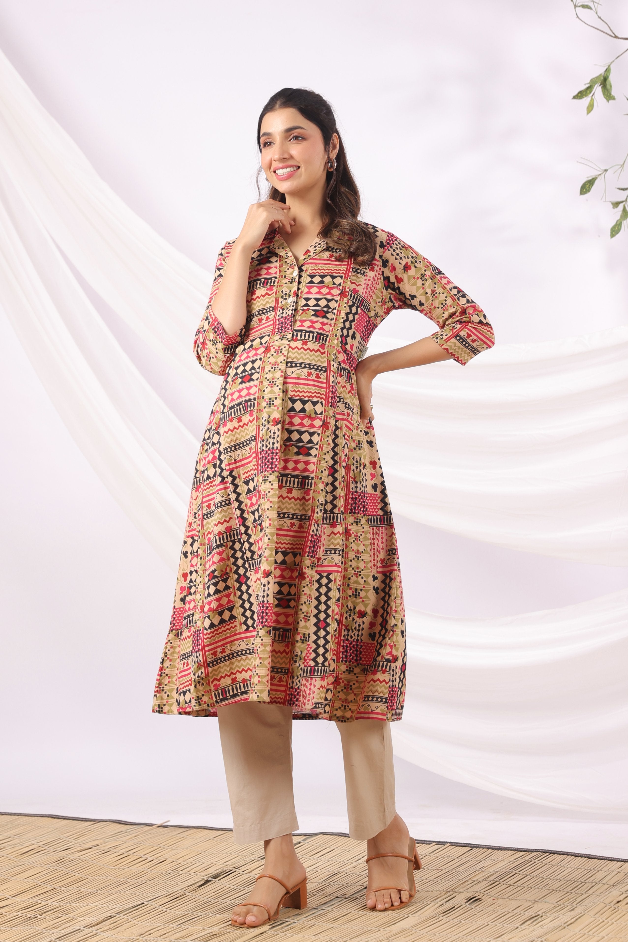 Boho Mosaic Cotton Maternity - Nursing Kurta