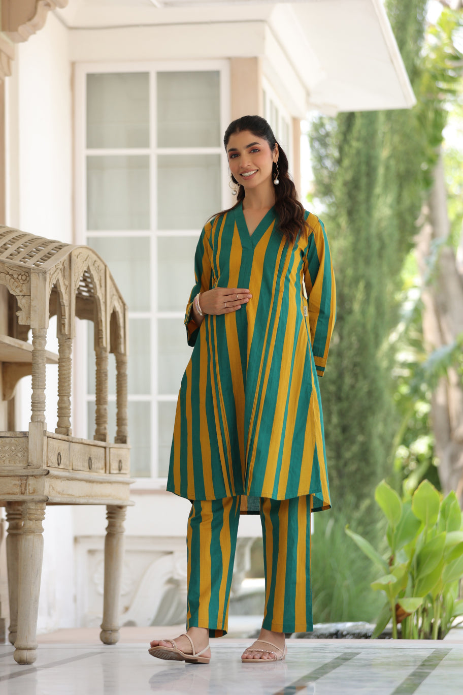 Prism Stripe Cotton Maternity - Nursing Co-ord Set