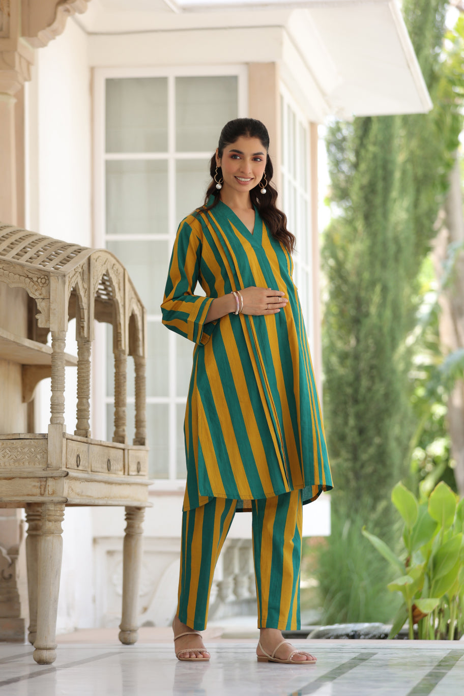 Prism Stripe Cotton Maternity - Nursing Co-ord Set