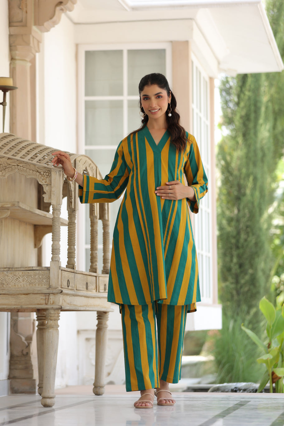Prism Stripe Cotton Maternity - Nursing Co-ord Set