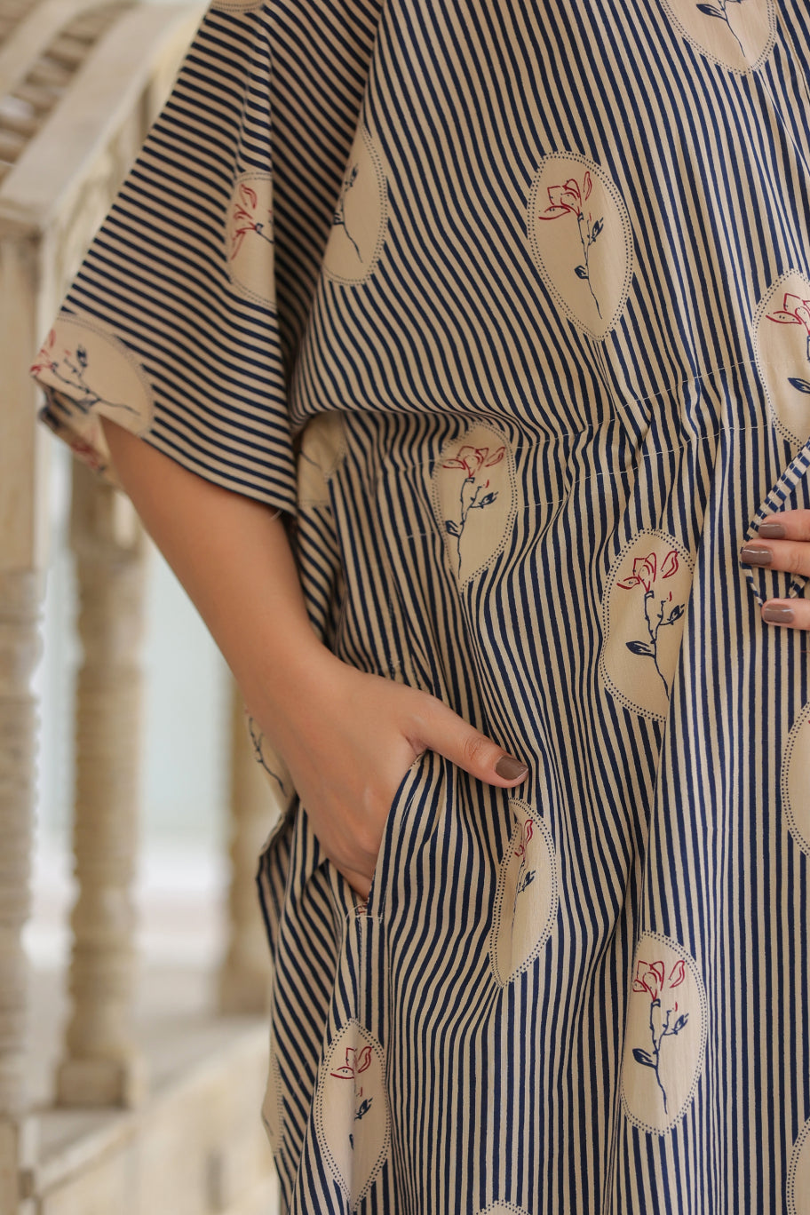 Whispering Blooms Cotton Maternity - Nursing Kaftan ( One-Size )