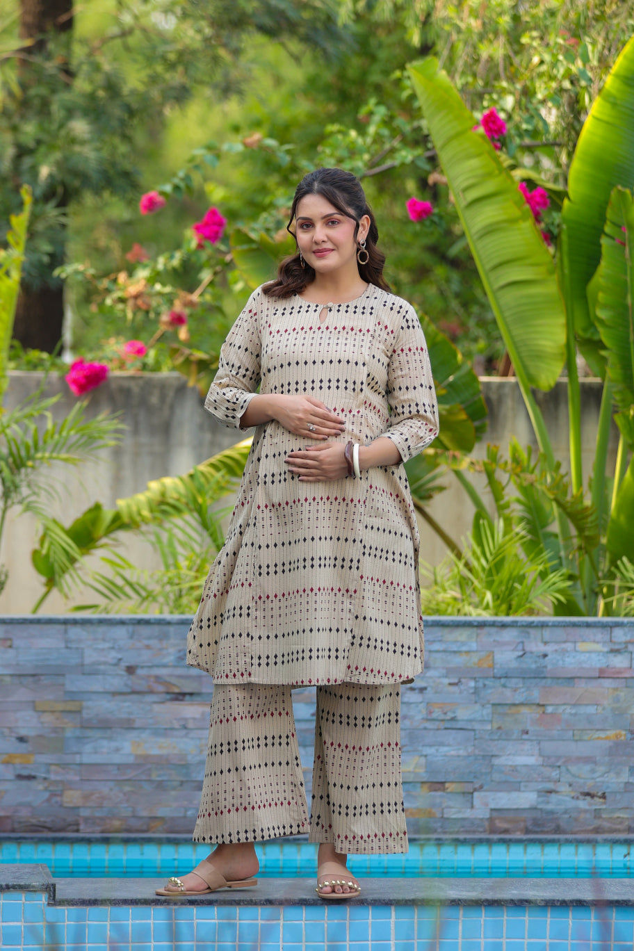 Desert Rhombus Cotton Maternity - Nursing Co-ord Set