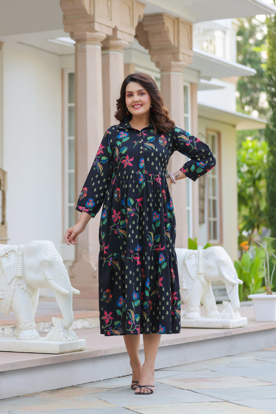 Wildflower Noir Cotton Dress