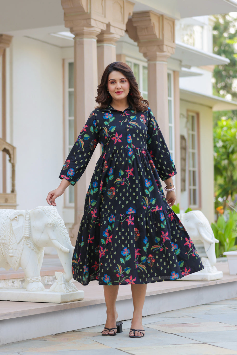 Wildflower Noir Cotton Dress