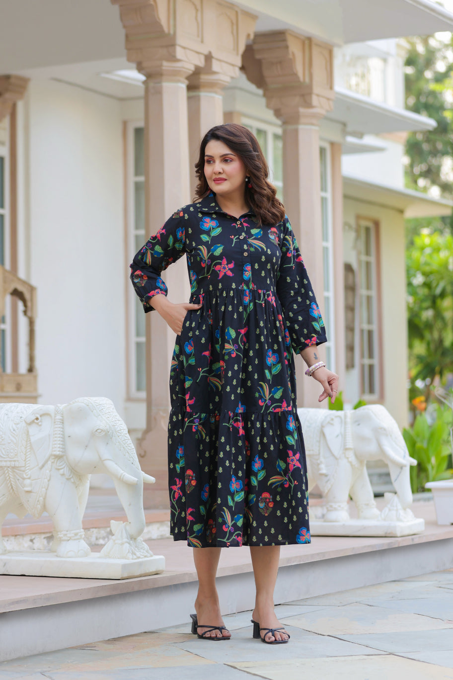 Wildflower Noir Cotton Dress