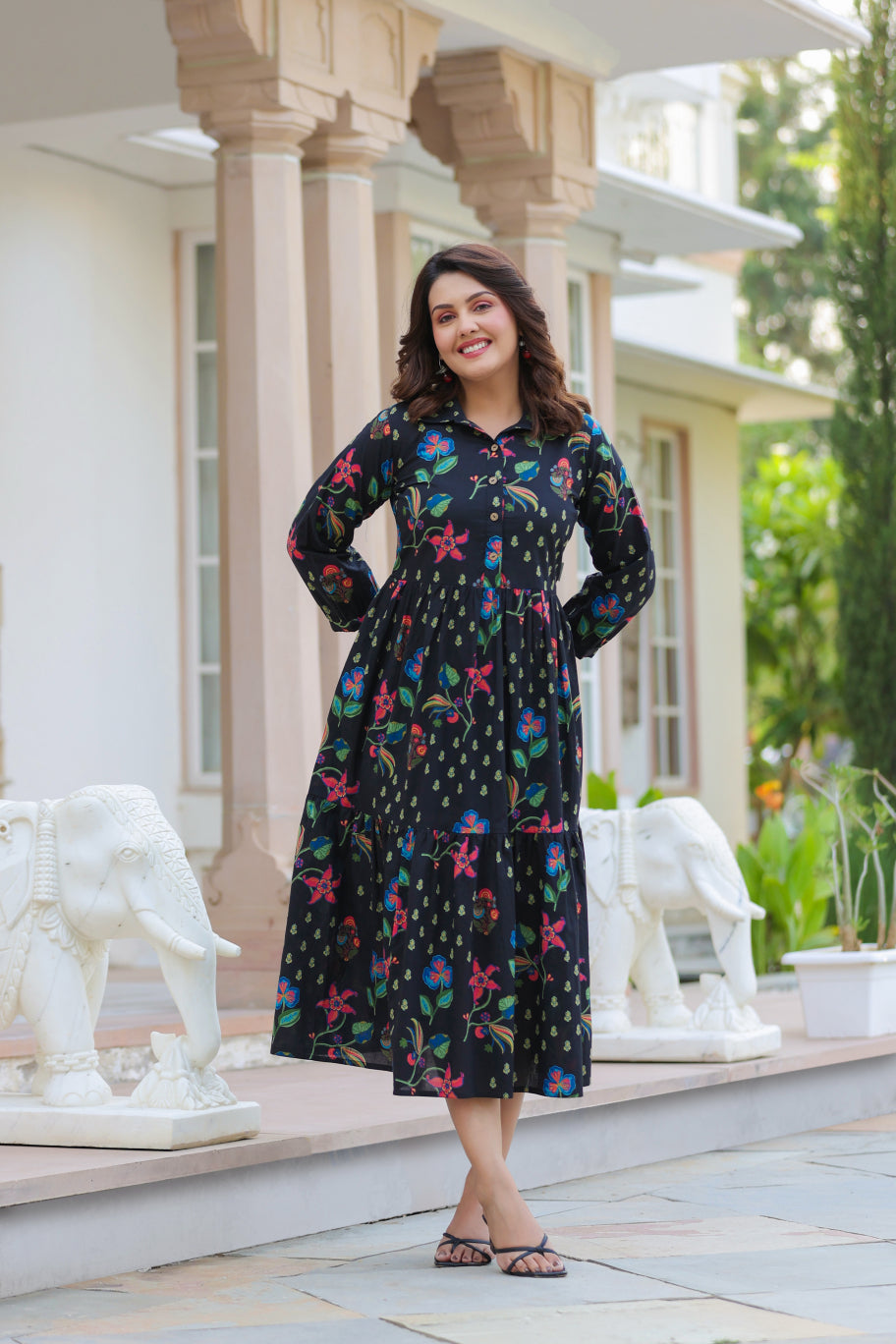 Wildflower Noir Cotton Dress