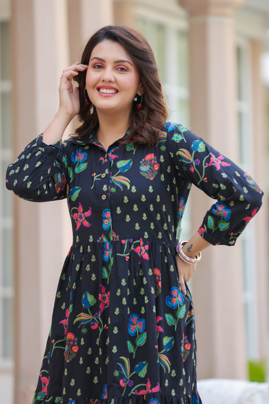 Wildflower Noir Cotton Dress