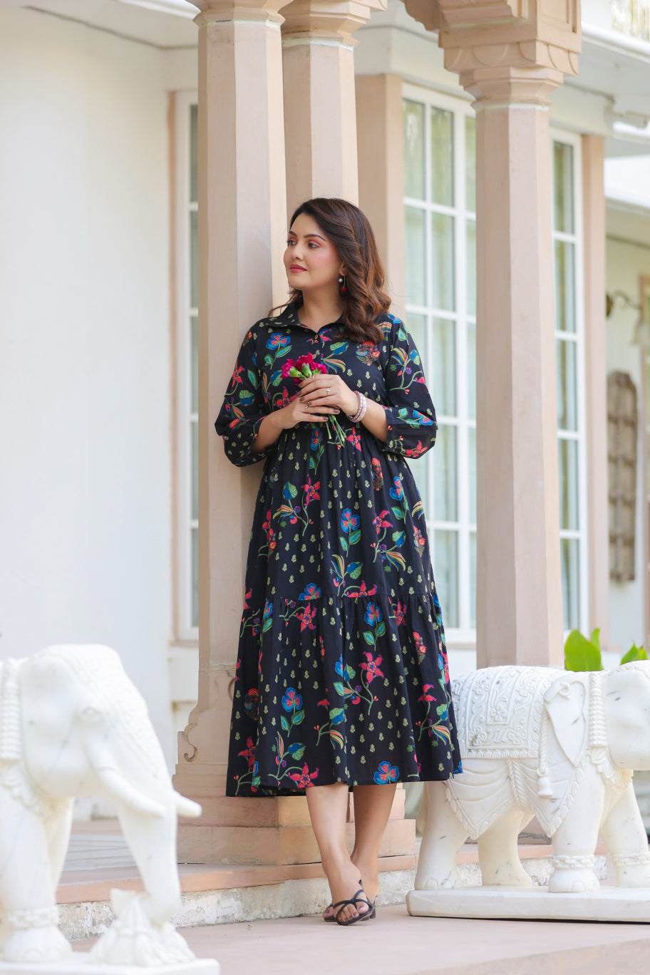 Wildflower Noir Cotton Dress