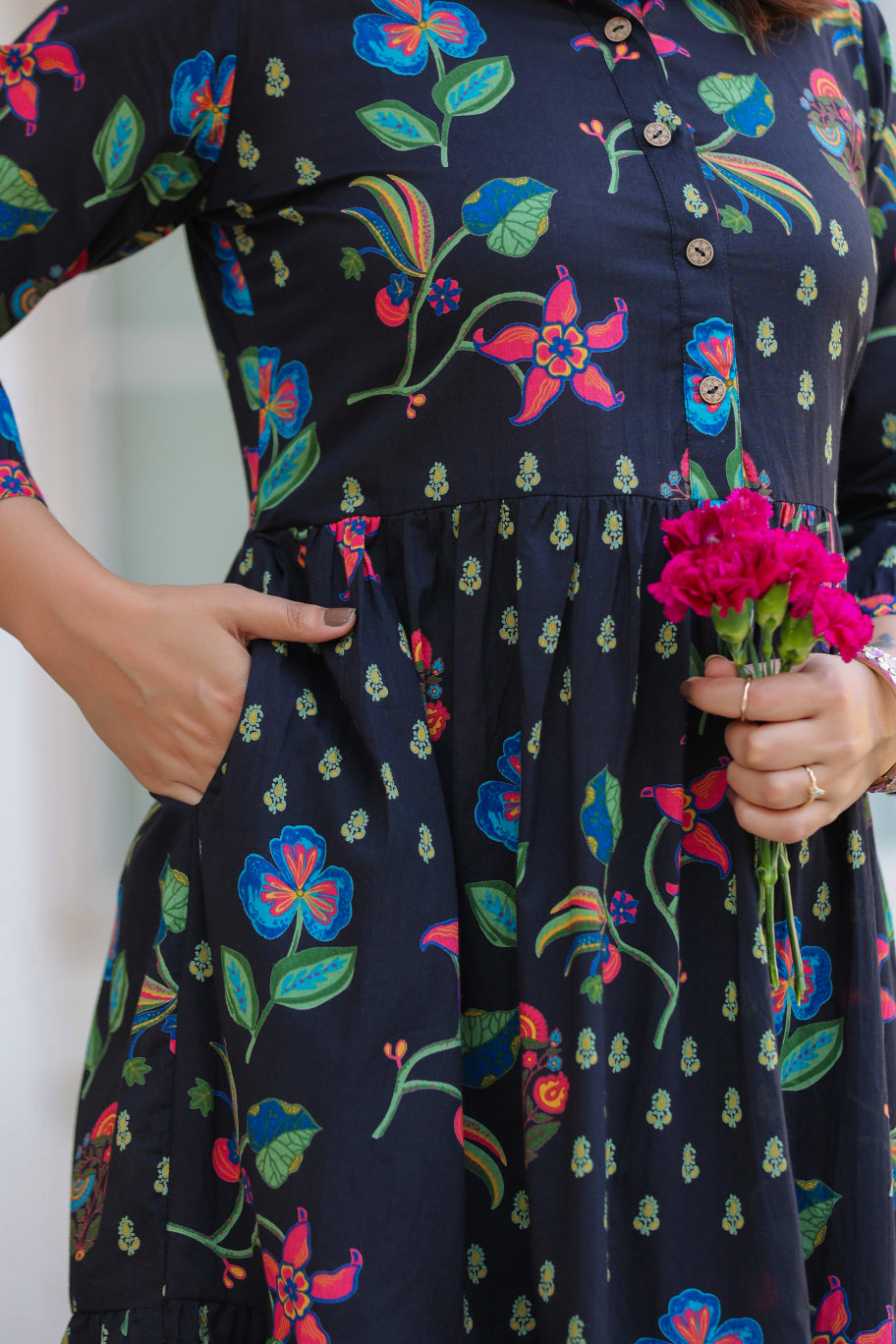 Wildflower Noir Cotton Dress