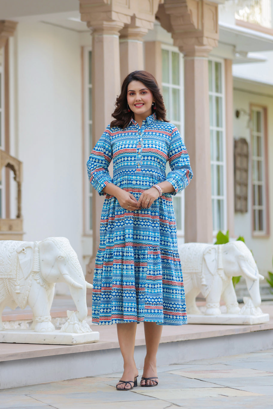 Sky Mosaic Cotton Dress
