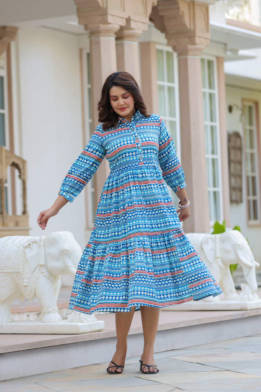 Sky Mosaic Cotton Dress