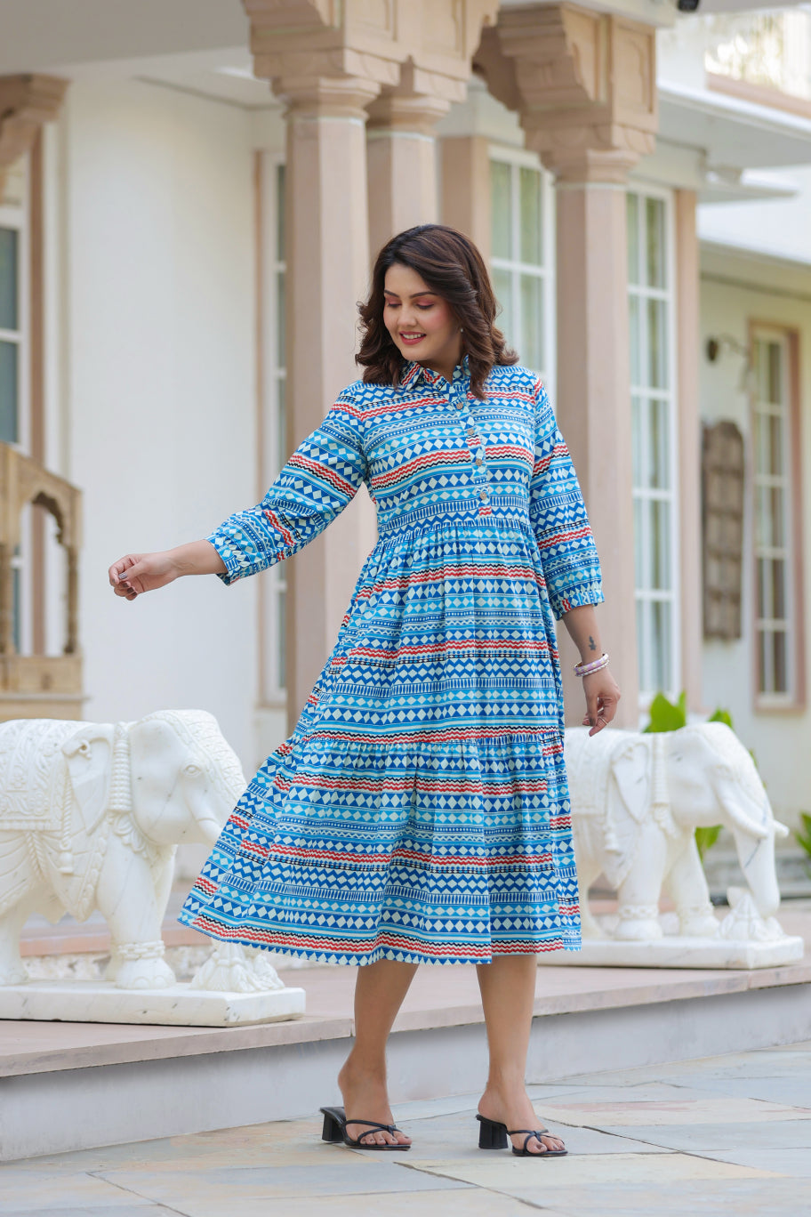 Sky Mosaic Cotton Dress