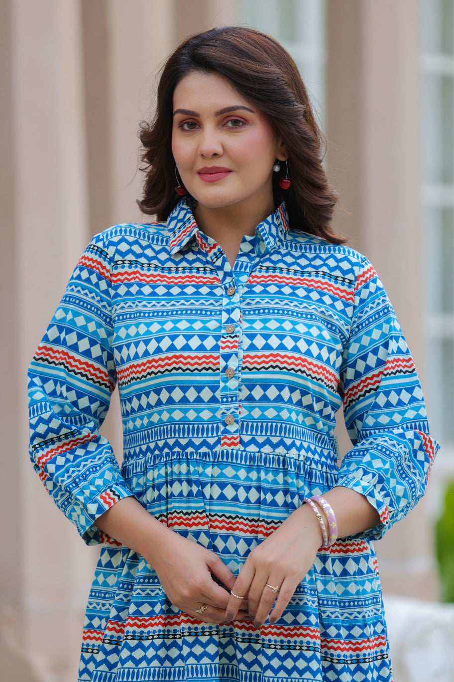 Sky Mosaic Cotton Dress