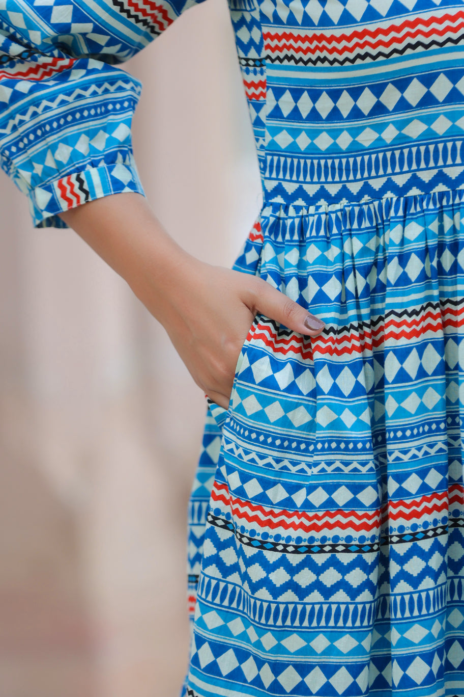 Sky Mosaic Cotton Dress