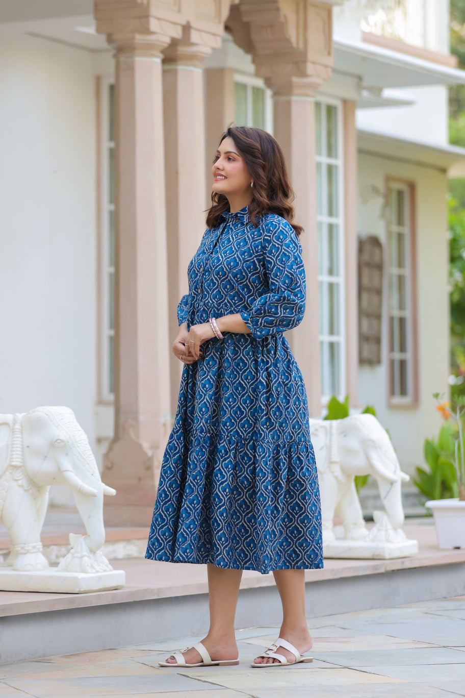 Classic Indigo Cotton Dress