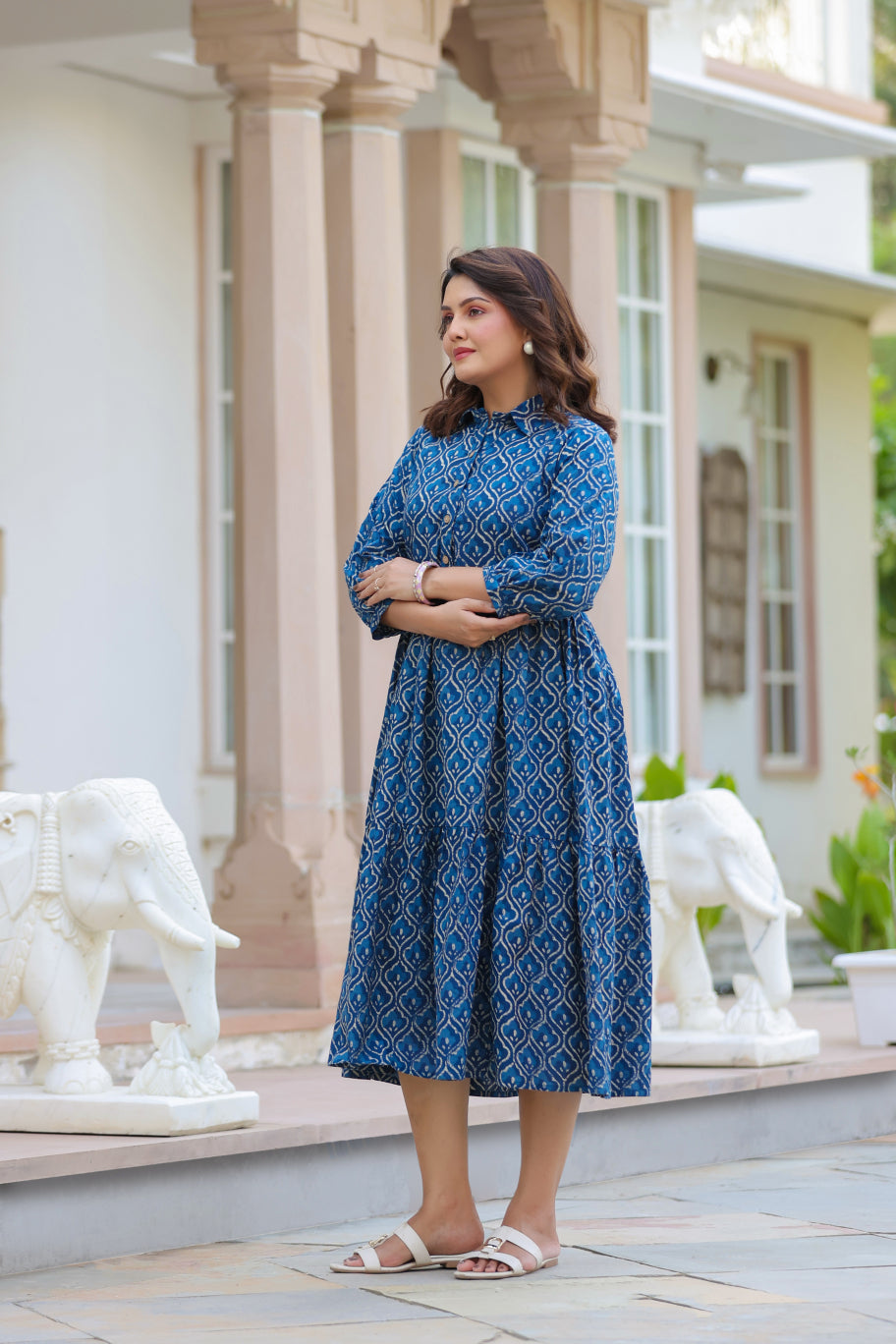 Classic Indigo Cotton Dress