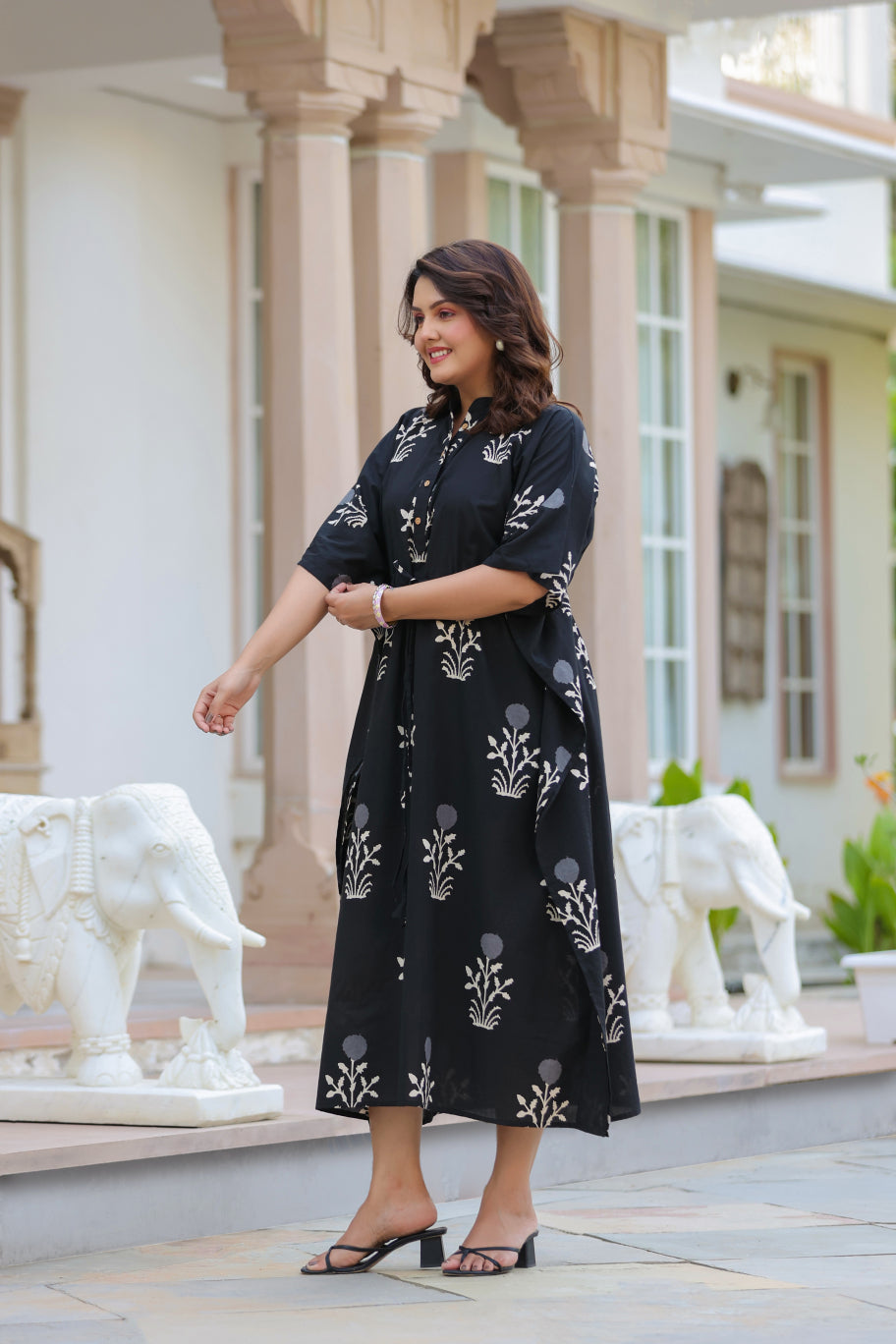 Moonlit Garden Cotton Kaftan ( One-Size )