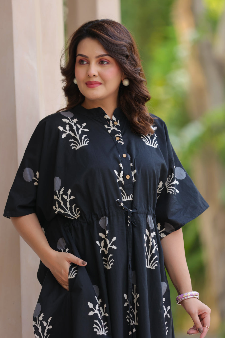 Moonlit Garden Cotton Kaftan ( One-Size )