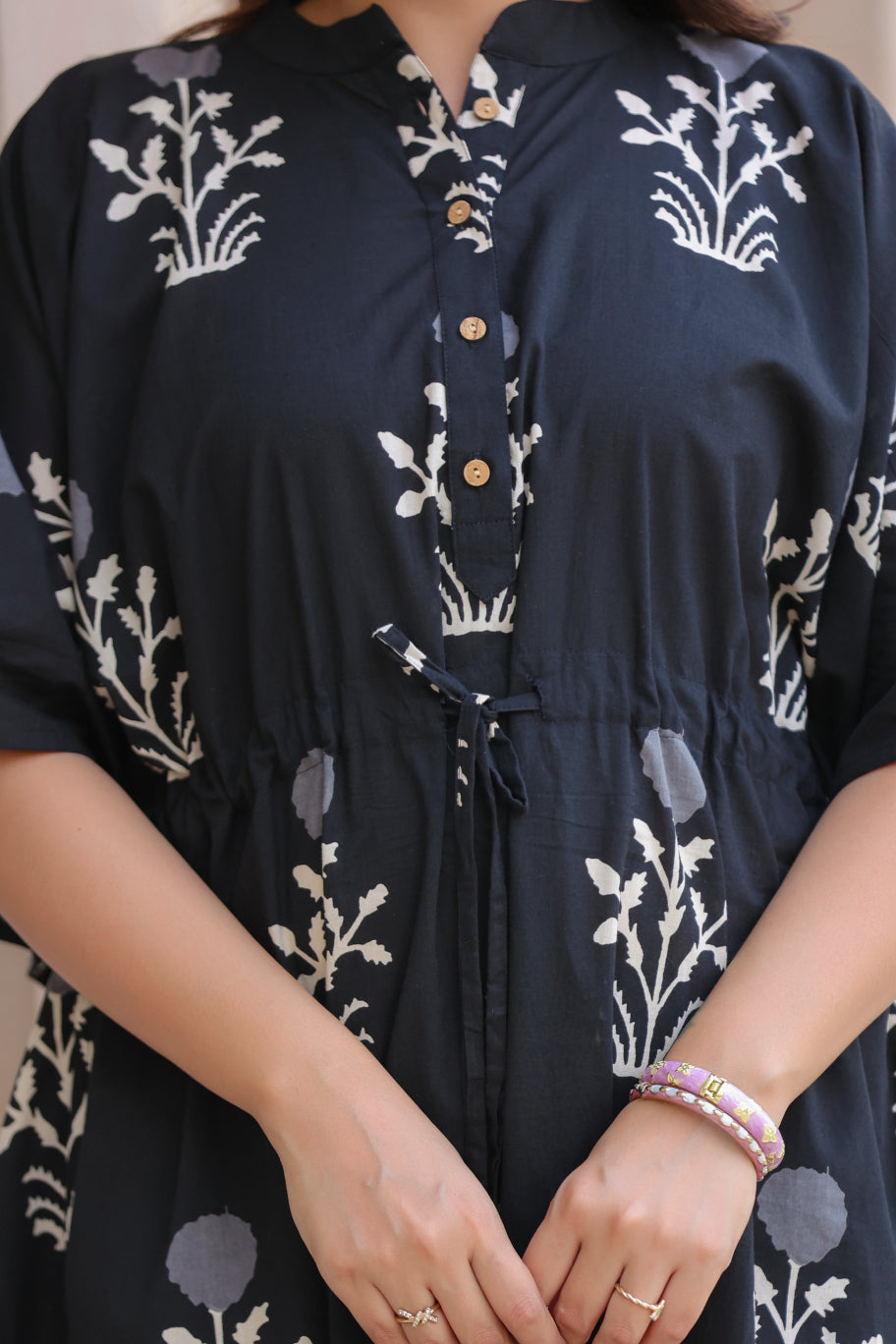 Moonlit Garden Cotton Kaftan ( One-Size )
