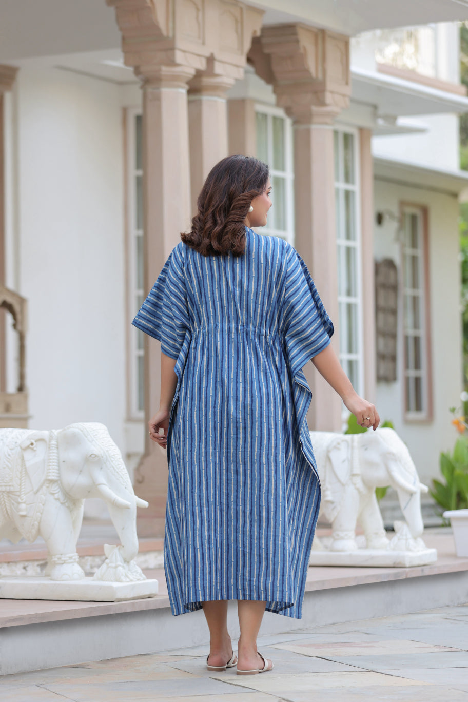 Indigo Stripes Cotton Kaftan ( One-Size )