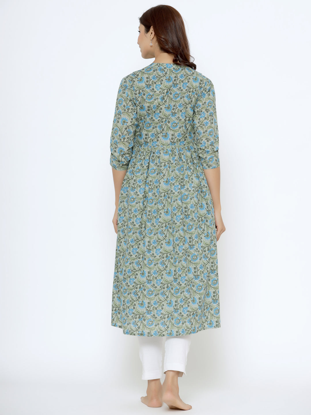 Ash Grey Cotton Maternity - Nursing Kurta