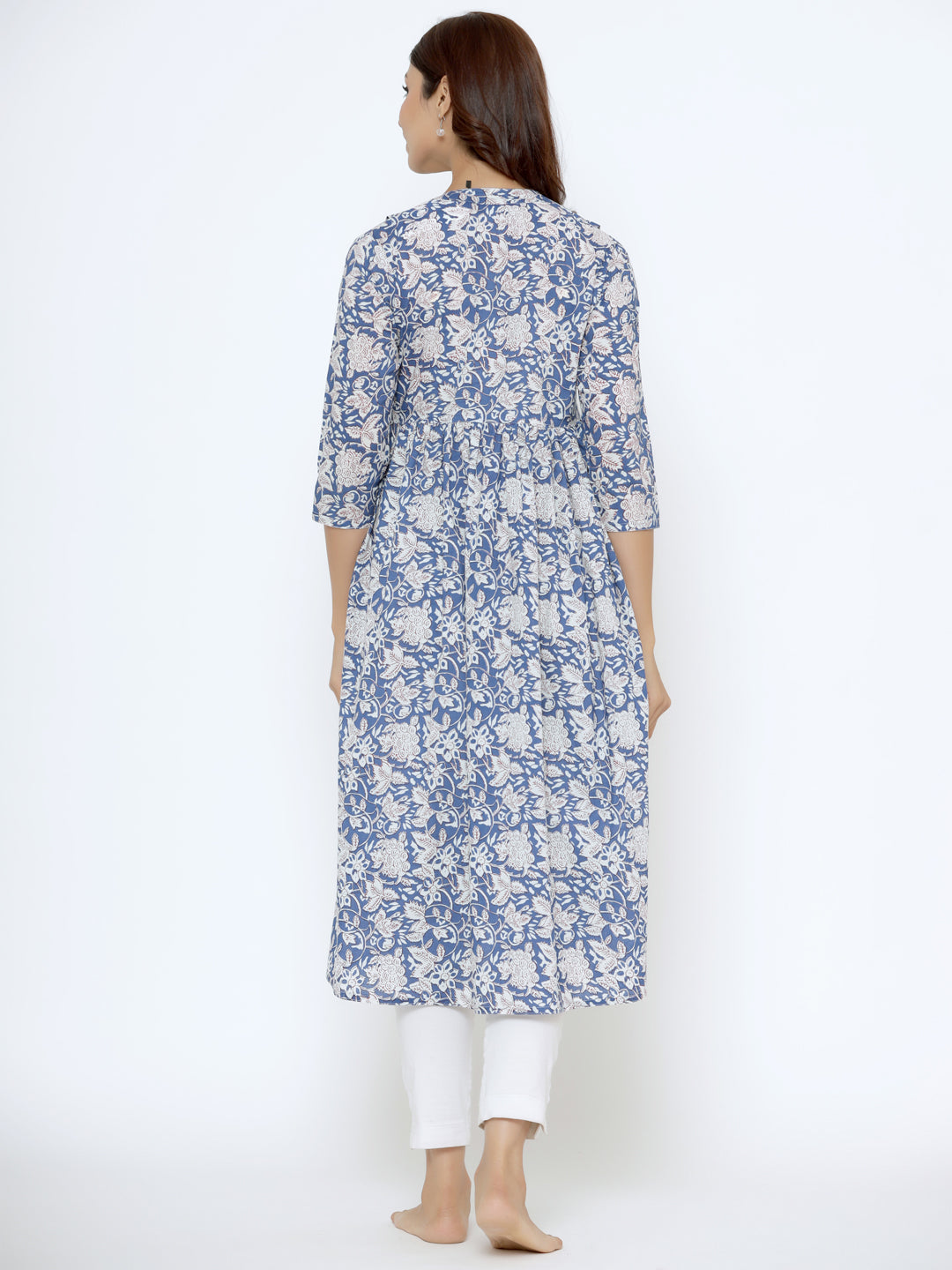 Persian Blue Cotton Maternity - Nursing Kurta