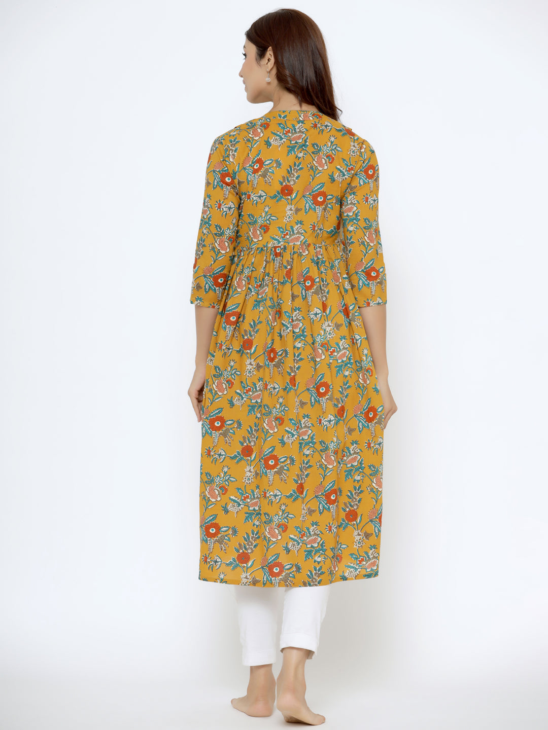Goldenrod Jaal Cotton Maternity - Nursing Kurta