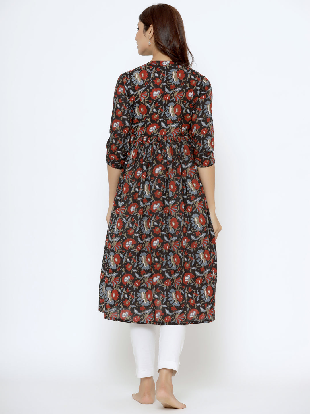 Midnight Floral Cotton Maternity - Nursing Kurta