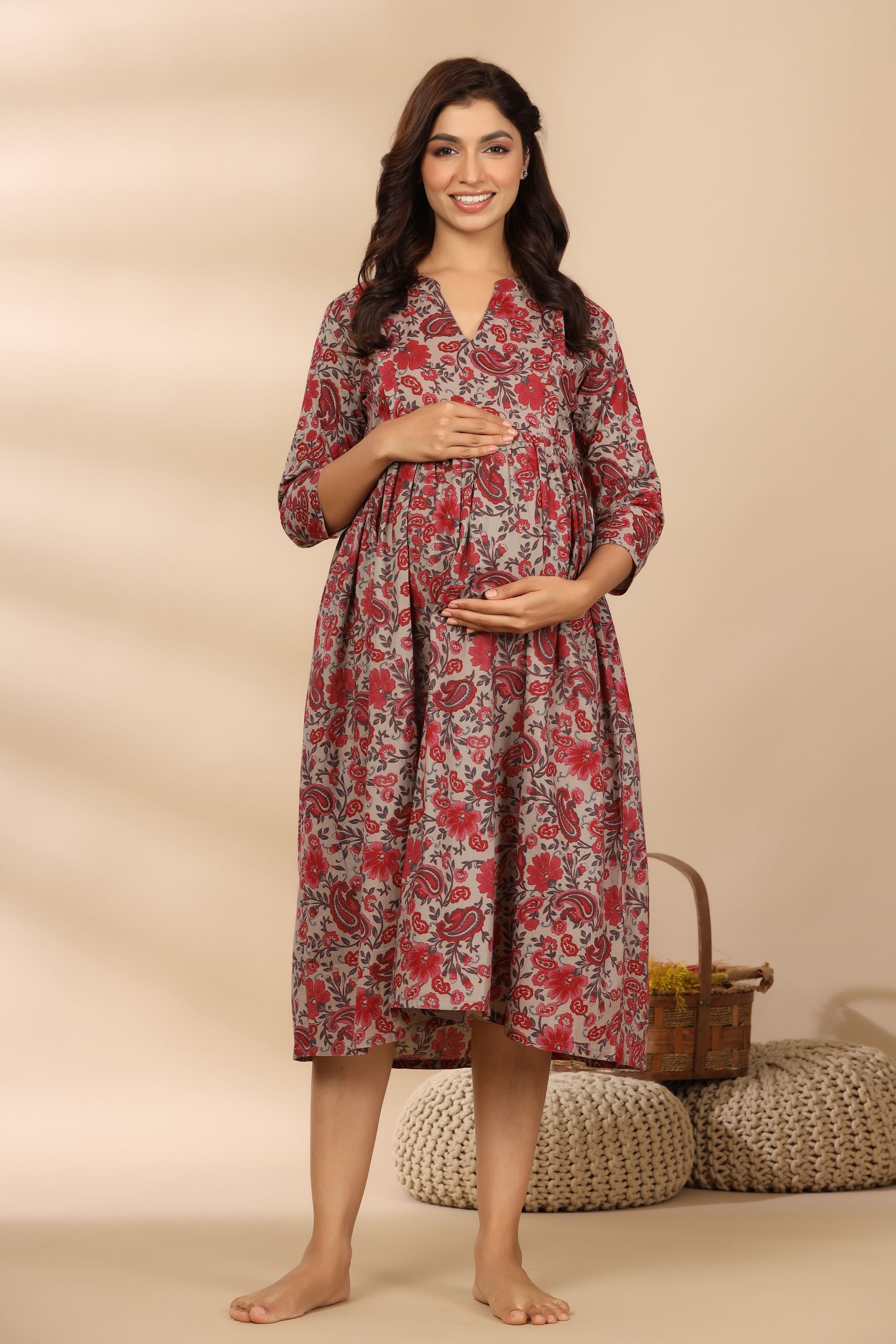 Wild Orchid Cotton Maternity - Nursing Dress