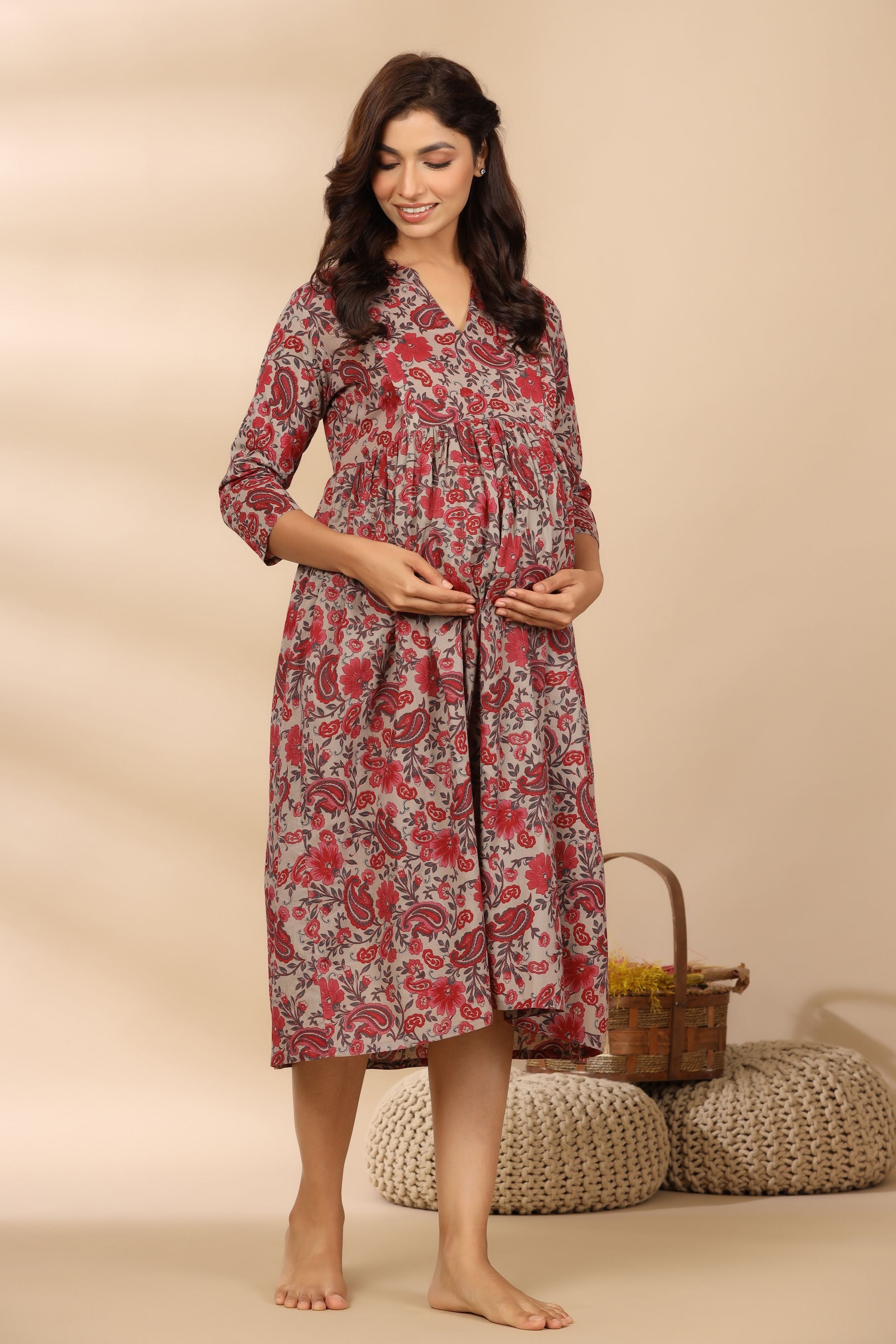 Wild Orchid Cotton Maternity - Nursing Dress