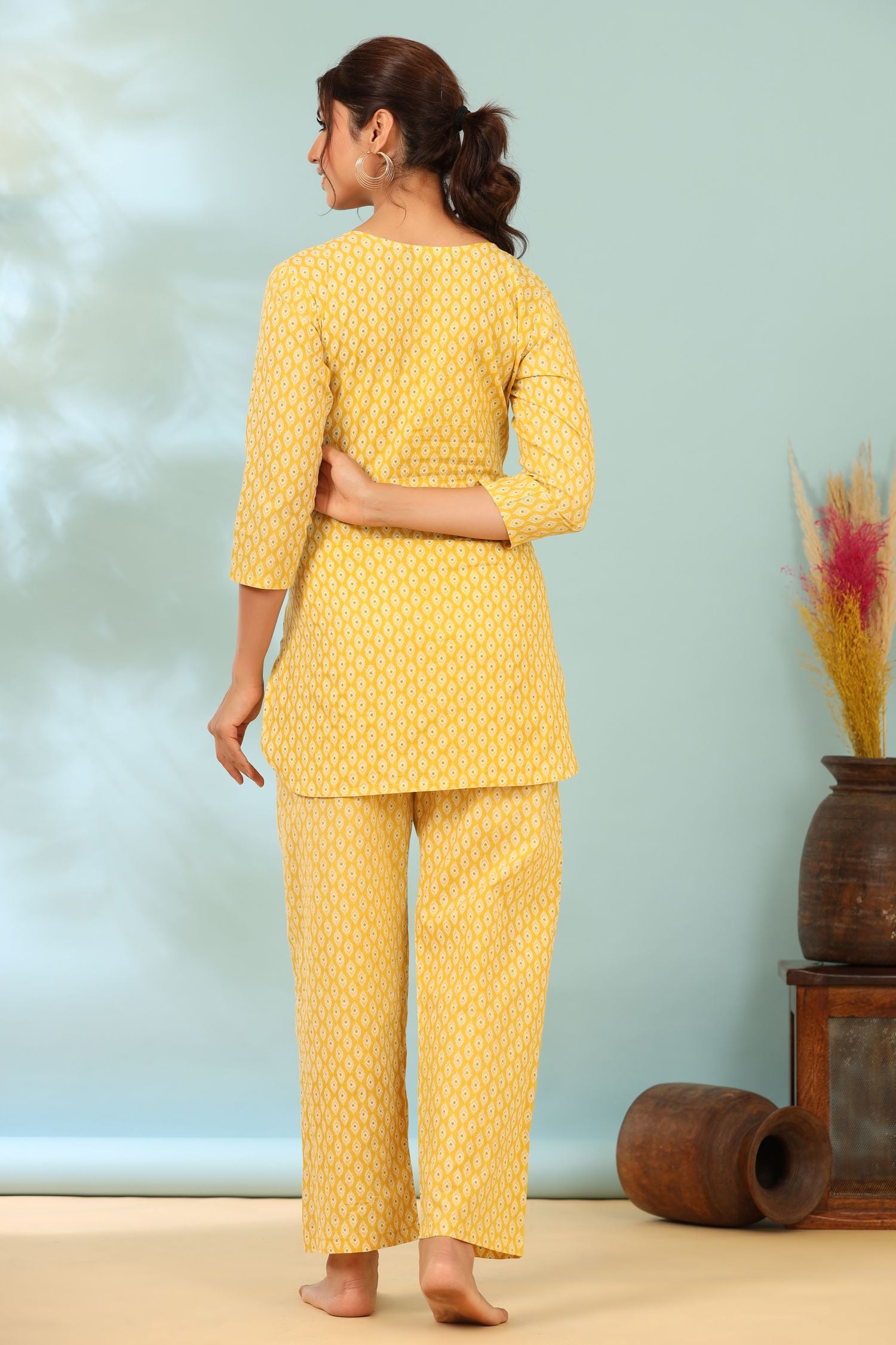 Lemon Yellow Cotton Maternity - Nursing Co-ord Set
