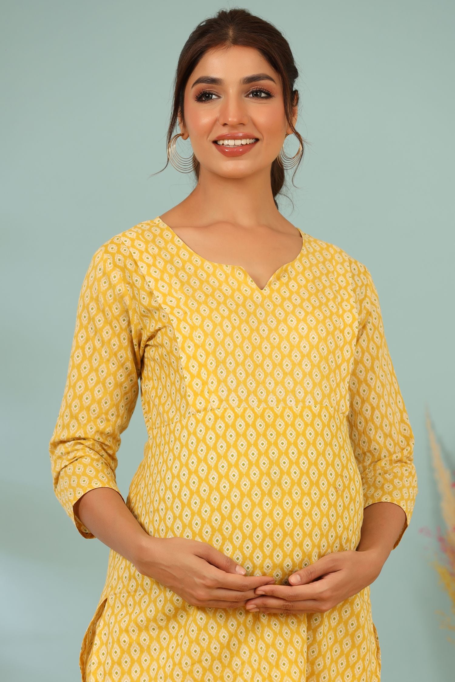 Lemon Yellow Cotton Maternity - Nursing Co-ord Set
