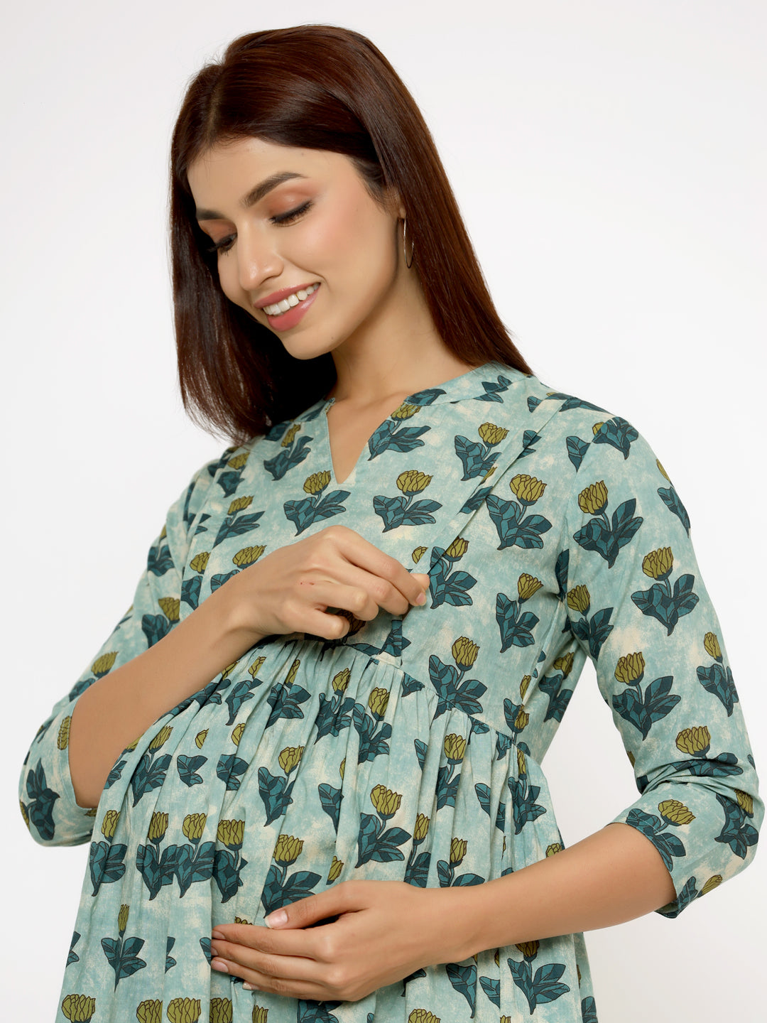 Ocean Rose Cotton Maternity - Nursing Kurta