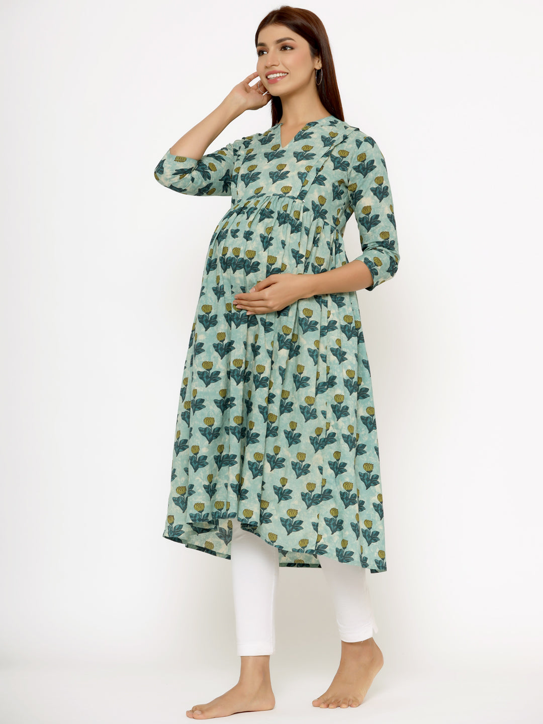 Ocean Rose Cotton Maternity - Nursing Kurta