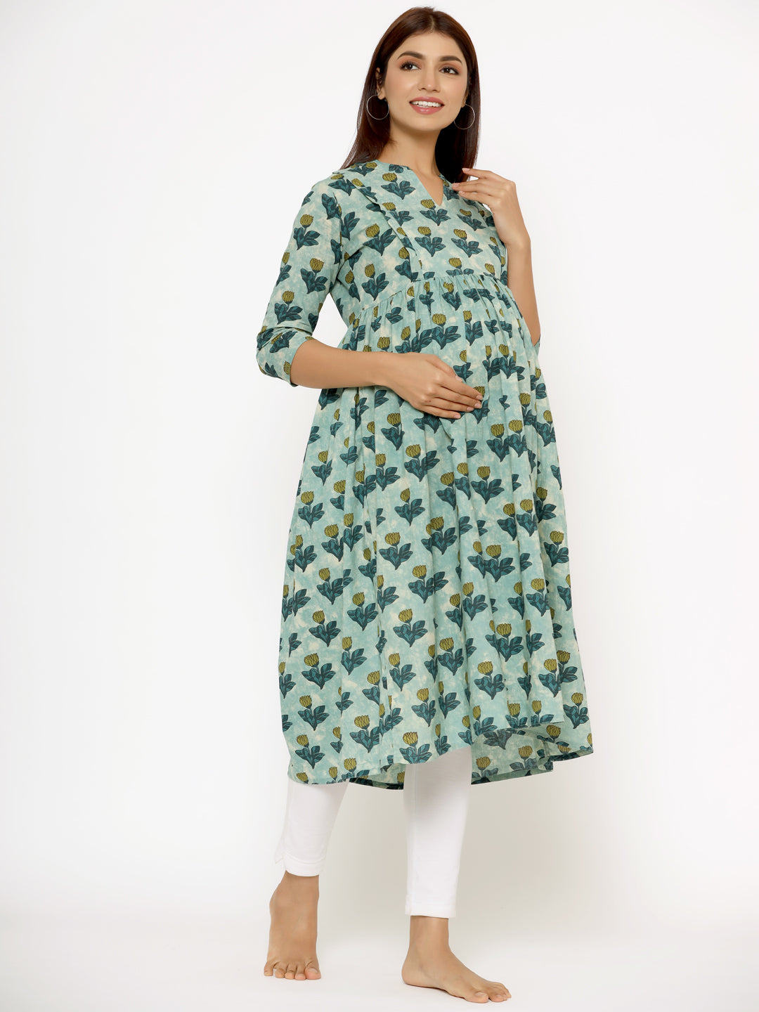 Ocean Rose Cotton Maternity - Nursing Kurta