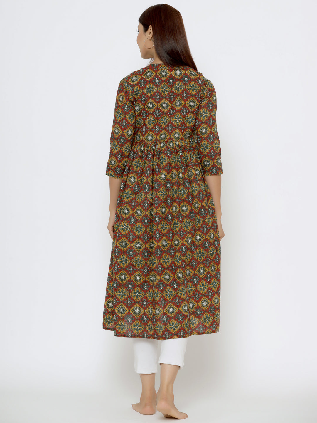 Goldrush Ajrakh Cotton Maternity - Nursing Kurta