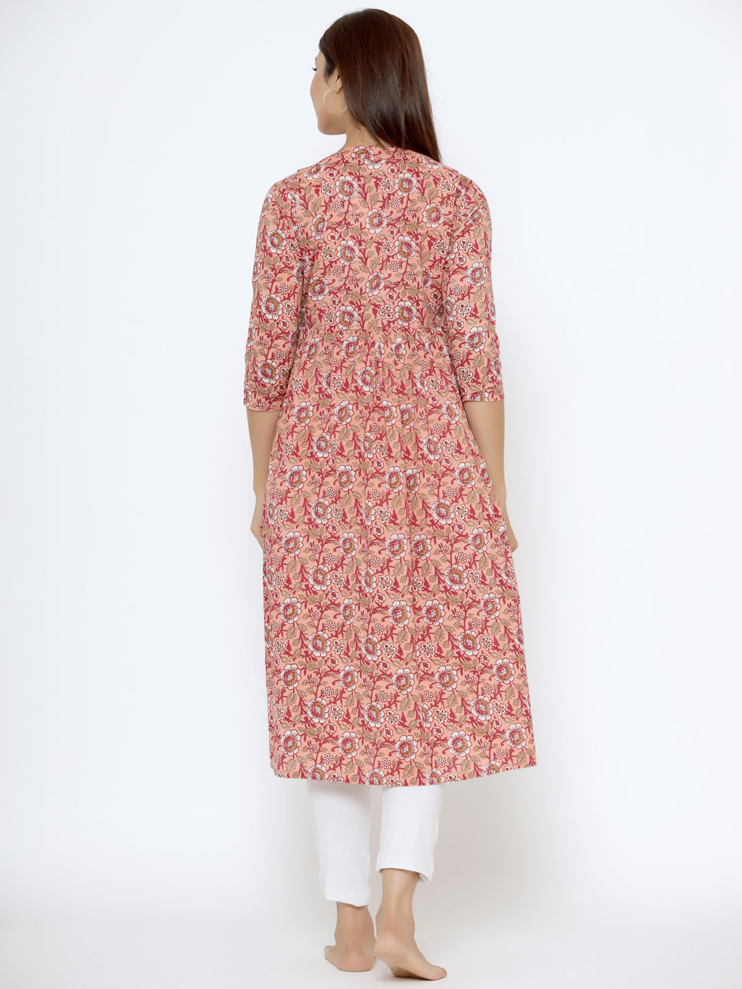 Light Salmon Cotton Maternity - Nursing Kurta