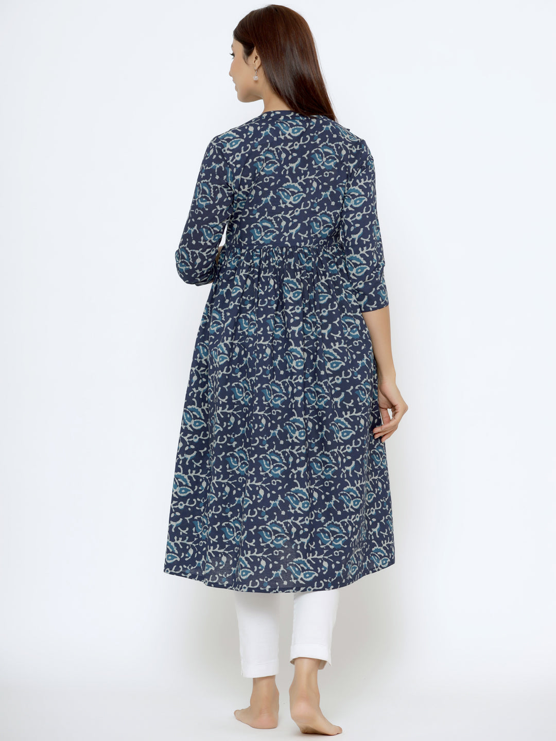 Deep Indigo Cotton Maternity - Nursing Kurta