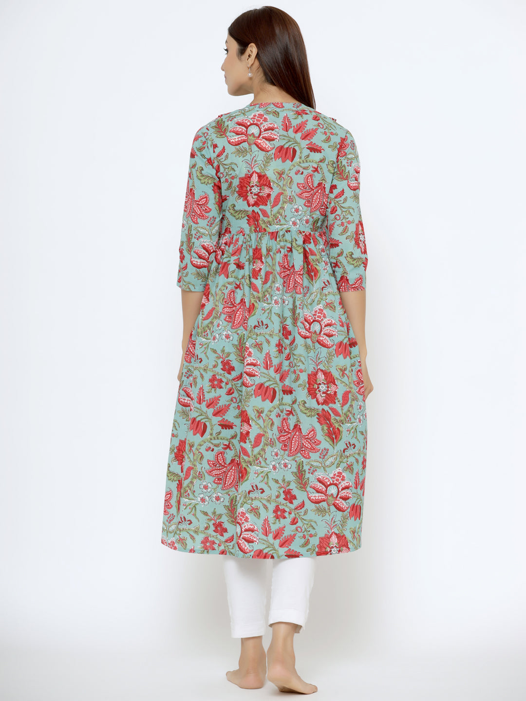 Aqua Marine Cotton Maternity - Nursing Kurta