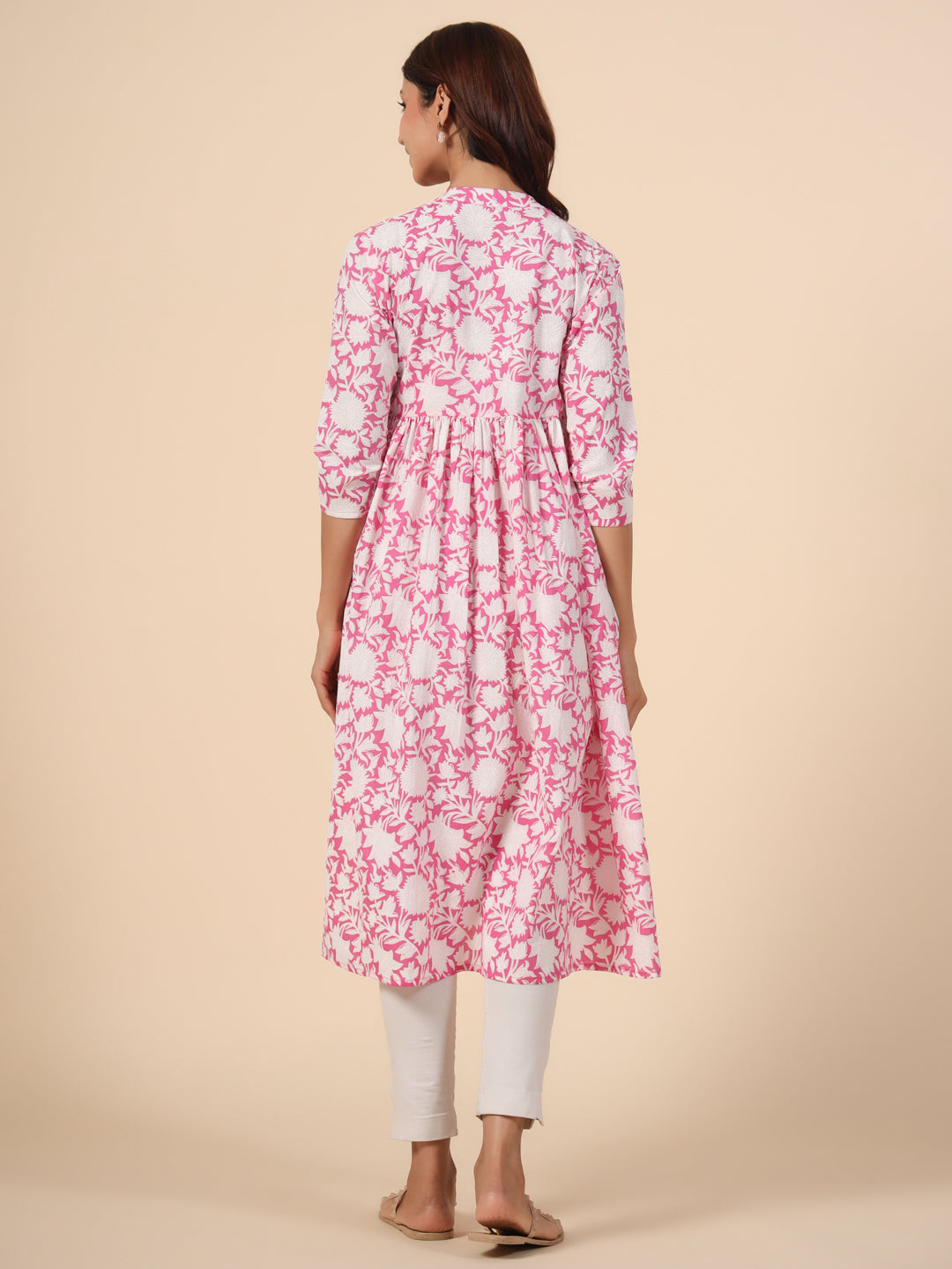 Delicate Rose Floral Cotton Maternity - Nursing Kurta